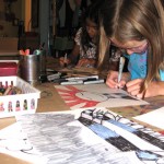 Caroline and Lillie working on their art during one of our Artist Inspired Workshops at "The Candy Store" Pop-Up Gallery