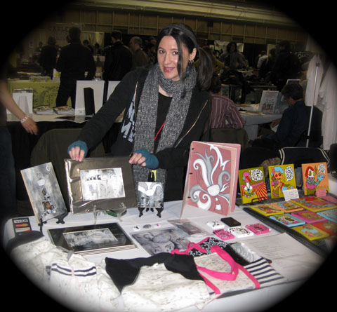 Kelly D. Pelka, Right0Brained Studio Owner/Youth Art Mentor at her booth during the MoCCA Festival 2011 in New York City