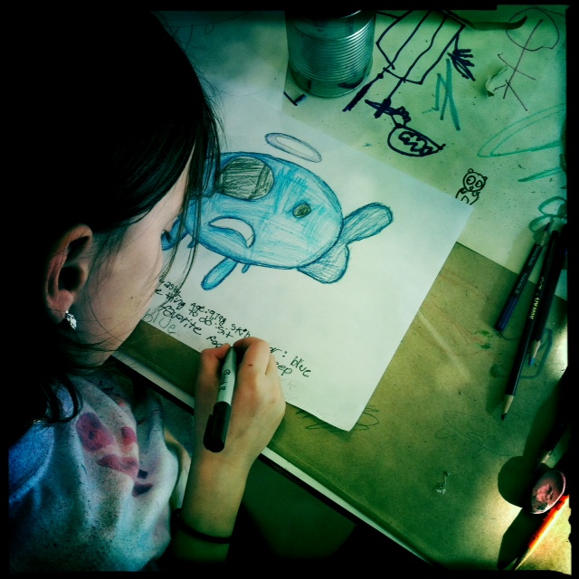 Grace, at last month's cartooning workshop.